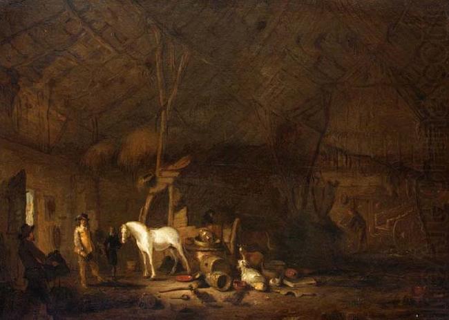 POEL, Egbert van der Barn Interior oil painting picture